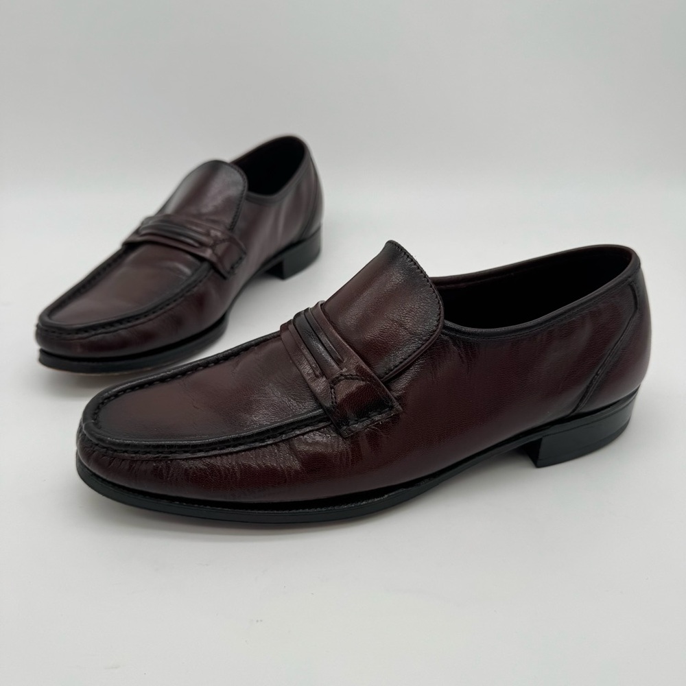 Florsheim Como Black Cherry Leather Moc Toe Strap Loafer Size 9 D